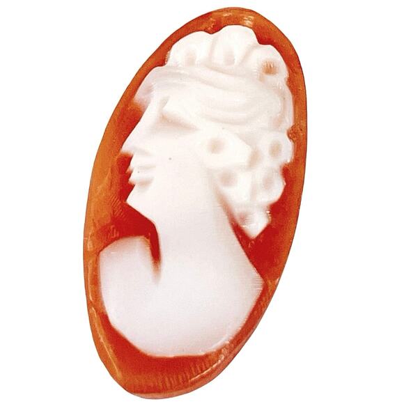 Vintage Mid Century Carved Shell Cameo Cabochon Loose Unset 1940s Jewelry - Picture 1 of 10